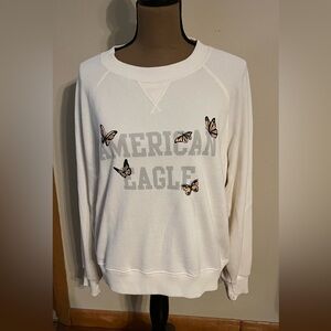 AMERICAN EAGLE LADIES LIGHTWEIGHT SWEATS HIRT, SIZE L,